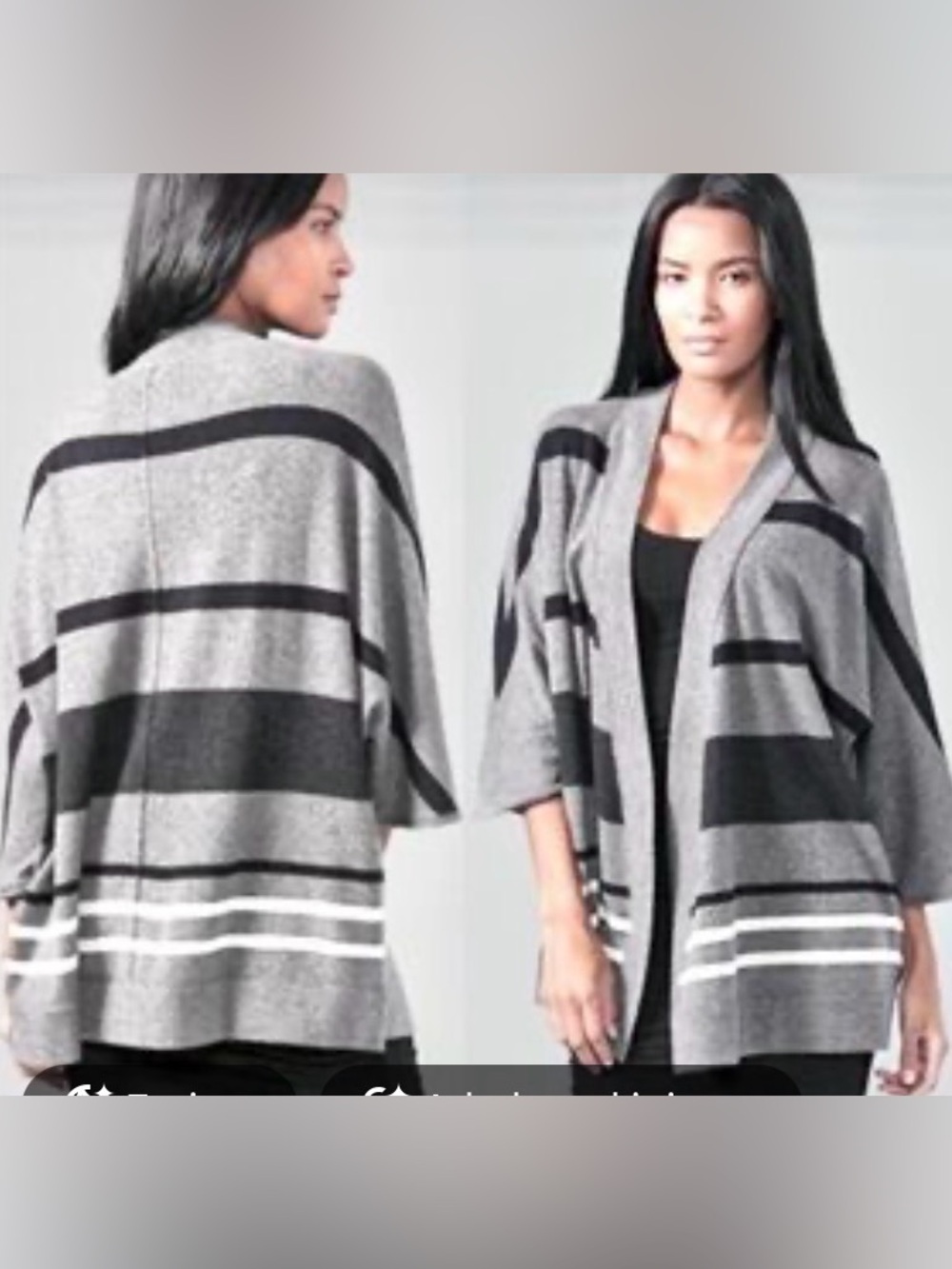 Peck & Peck Women’s Weekend Striped Cocoon Cardigan Size L 100% Cotton Fall Cozy